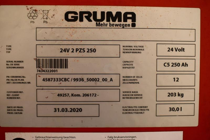GRUMA 24 Volt 2 PzS 250 Ah - Аккумулятор для Погрузочно-разгрузочной техники: фото 5 GRUMA 24 Volt 2 PzS 250 Ah - Аккумулятор для Погрузочно-разгрузочной техники: фото 5