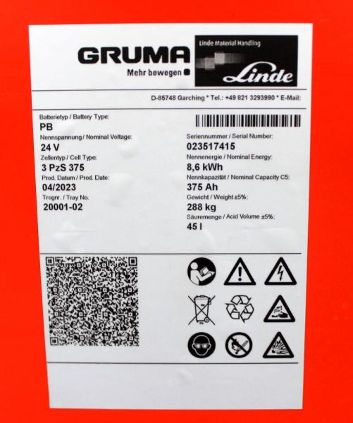 GRUMA 24 Volt 3 PzS 375 Ah - Аккумулятор: фото 4 GRUMA 24 Volt 3 PzS 375 Ah - Аккумулятор: фото 4