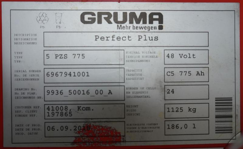 GRUMA 48 Volt 5 PzS 775 Ah - Аккумулятор: фото 5 GRUMA 48 Volt 5 PzS 775 Ah - Аккумулятор: фото 5