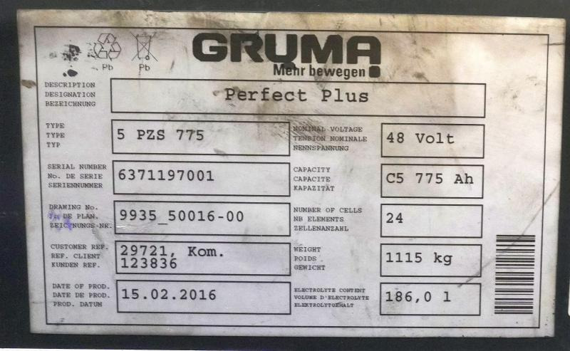 GRUMA 48 Volt 5 PzS 775 Ah - Аккумулятор: фото 4 GRUMA 48 Volt 5 PzS 775 Ah - Аккумулятор: фото 4