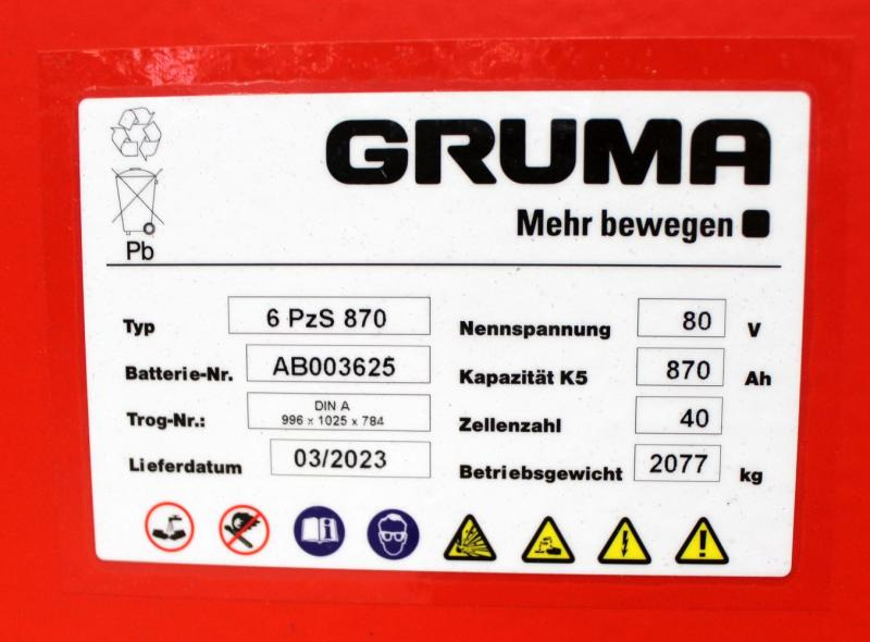 GRUMA 80 Volt 6 PzS 870 Ah - Аккумулятор: фото 5 GRUMA 80 Volt 6 PzS 870 Ah - Аккумулятор: фото 5
