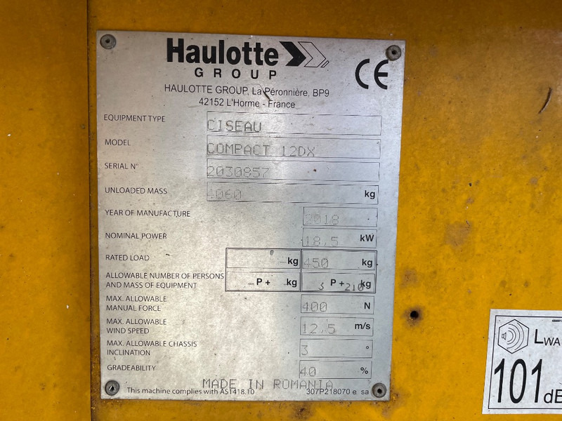 Haulotte Compact 12 DX - Ножничный подъемник: фото 3 Haulotte Compact 12 DX - Ножничный подъемник: фото 3