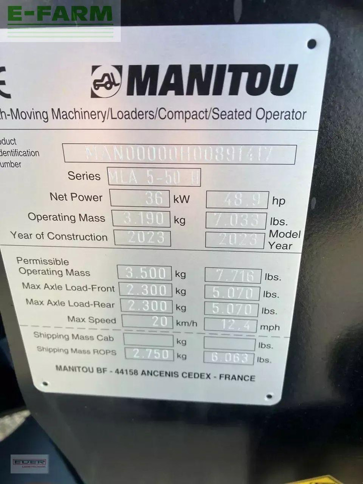 Колёсный погрузчик Manitou mla 4-50h knicklader demogerät: фото 9 Колёсный погрузчик Manitou mla 4-50h knicklader demogerät: фото 9