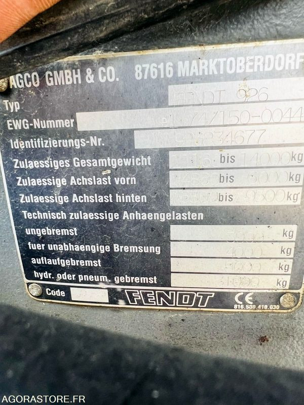 Tracteur Fendt Favorit 926 Vario - 9437 heures - 2003 - Трактор: фото 3 Tracteur Fendt Favorit 926 Vario - 9437 heures - 2003 - Трактор: фото 3