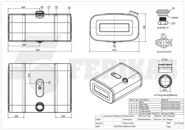 Новый Топливный бак для Грузовиков MAN: фото 8 Новый Топливный бак для Грузовиков MAN: фото 8