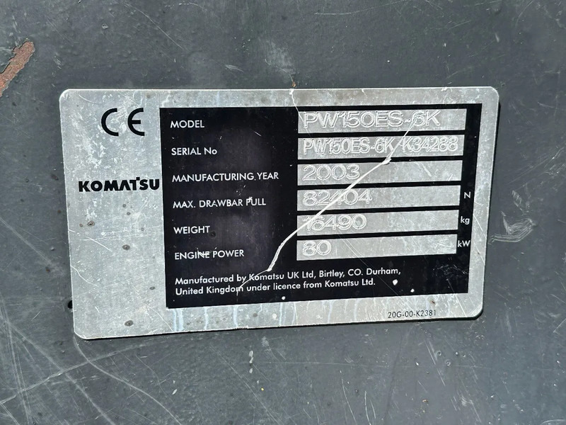 Колёсный экскаватор Komatsu PW150ES-6K CE: фото 16