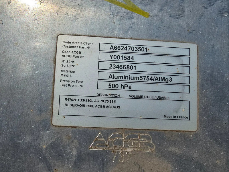 ACGB 787 Mercedes Actros - A6624703501 - Dieseltank 290 Liter - Топливный бак для Грузовиков: фото 5 ACGB 787 Mercedes Actros - A6624703501 - Dieseltank 290 Liter - Топливный бак для Грузовиков: фото 5