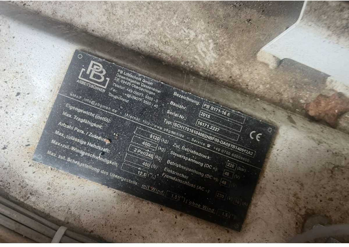 PB - S171-16 E - AERIAL PLATFORM BUILT IN 2015 WITH WORKING HEIGHT 17.3M - Подъёмник: фото 5 PB - S171-16 E - AERIAL PLATFORM BUILT IN 2015 WITH WORKING HEIGHT 17.3M - Подъёмник: фото 5