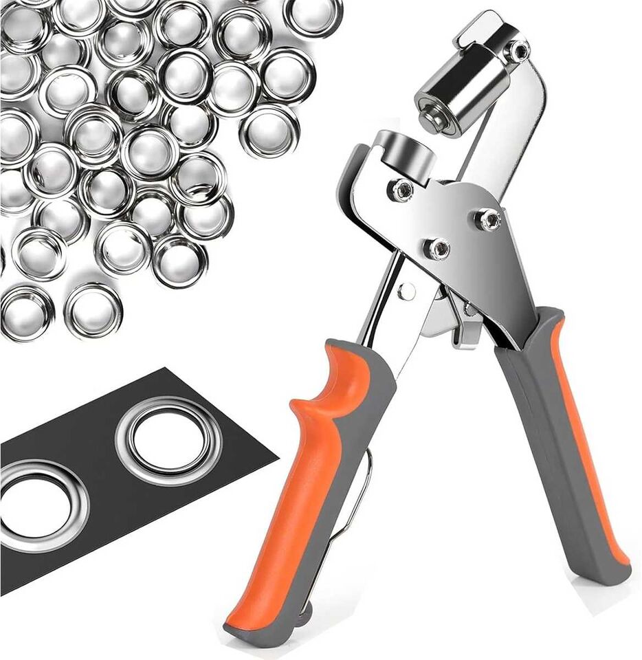 NTG GROMMET RING PLIERS SET (Ø 10 MM) RING PLIERS MADE OF HARDENED STEEL, INCLUDING 200 GROMMETS (RING PLIERS + 200 RINGS) - Прицеп: фото 1 NTG GROMMET RING PLIERS SET (Ø 10 MM) RING PLIERS MADE OF HARDENED STEEL, INCLUDING 200 GROMMETS (RING PLIERS + 200 RINGS) - Прицеп: фото 1