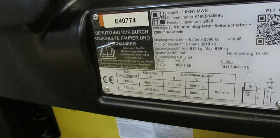 Hyster J 1.6 XNT (MWB) - Электропогрузчик: фото 4 Hyster J 1.6 XNT (MWB) - Электропогрузчик: фото 4