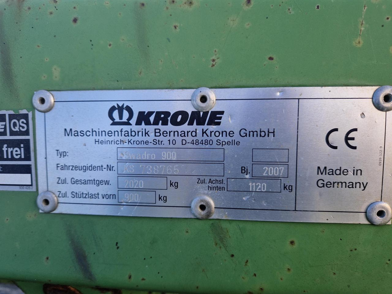 Krone Swadro 900 - Сеноворошилка: фото 3 Krone Swadro 900 - Сеноворошилка: фото 3