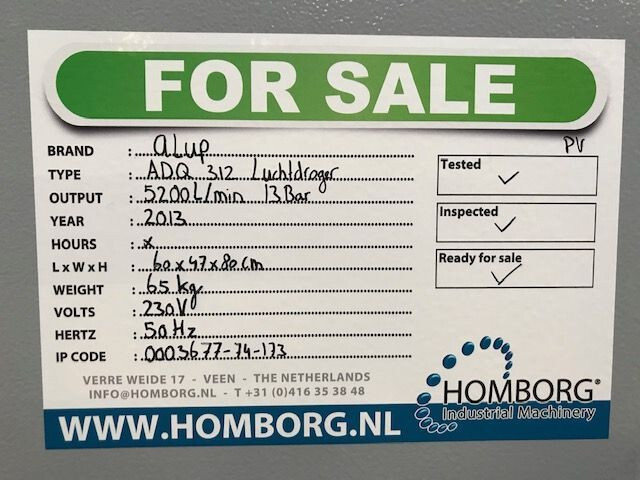 Воздушный компрессор Alup ADQ 312 Luchtdroger 5.200 L/min. 13 Bar: фото 9 Воздушный компрессор Alup ADQ 312 Luchtdroger 5.200 L/min. 13 Bar: фото 9