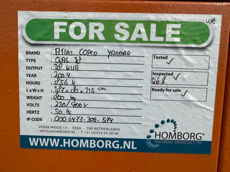 Электрогенератор Atlas-Copco QAS 18 Yanmar Mecc Alte Spa 18 kVA Silent generatorset: фото 17