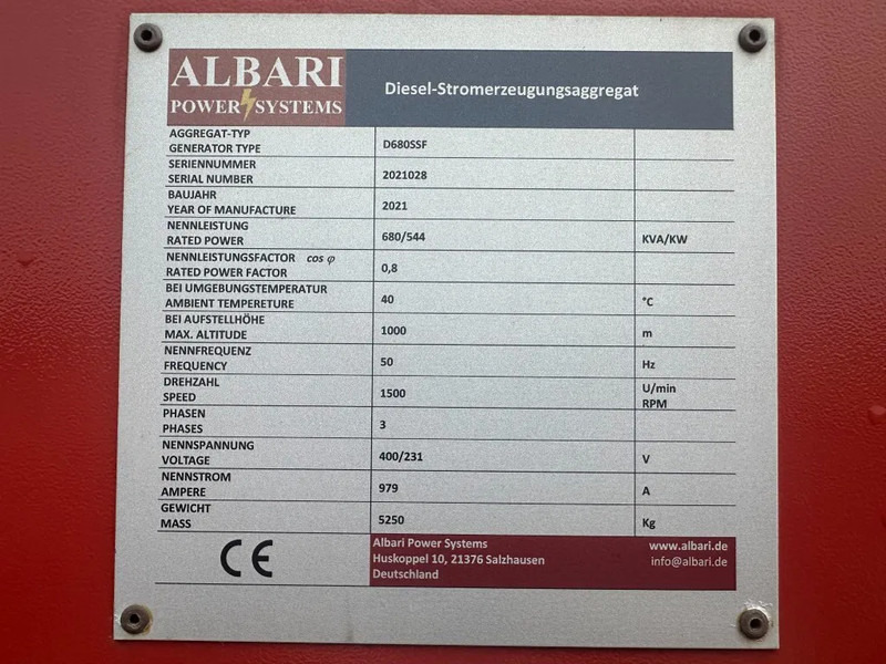 Электрогенератор Doosan Mecc Alte Spa 680 kVA Silent generatorset as New Demo 2021 !: фото 17 Электрогенератор Doosan Mecc Alte Spa 680 kVA Silent generatorset as New Demo 2021 !: фото 17