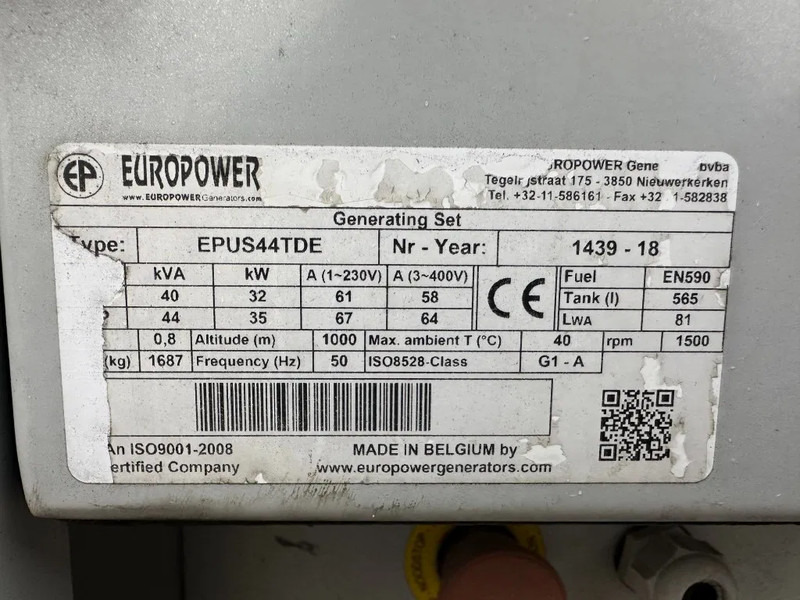 Europower EPUS44TDE Kubota Leroy Somer 44 kVA Supersilent Rental generatorset - Электрогенератор: фото 5 Europower EPUS44TDE Kubota Leroy Somer 44 kVA Supersilent Rental generatorset - Электрогенератор: фото 5