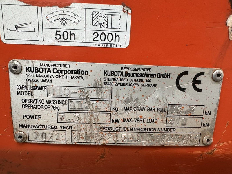 Kubota U10-3 Minigraver Diesel Graafmachine 2021 ! 690 uur ! As New ! - Мини-экскаватор: фото 4 Kubota U10-3 Minigraver Diesel Graafmachine 2021 ! 690 uur ! As New ! - Мини-экскаватор: фото 4