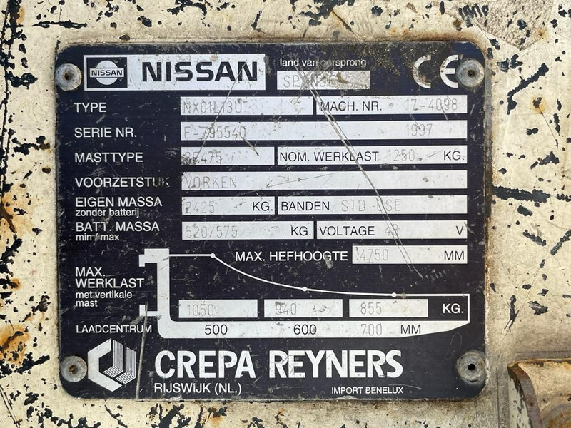 Nissan NX01L13U Elektra 1.25 ton Triplex Freelift Heftruck - Электропогрузчик: фото 5 Nissan NX01L13U Elektra 1.25 ton Triplex Freelift Heftruck - Электропогрузчик: фото 5