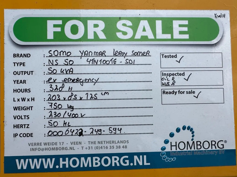 Электрогенератор SDMO Yanmar Leroy Somer 50 kVA noodstroom generatorset 328 hours !: фото 13 Электрогенератор SDMO Yanmar Leroy Somer 50 kVA noodstroom generatorset 328 hours !: фото 13