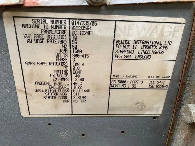 Stamford 70 kVA generatordeel UCI224F1 - Электрогенератор: фото 3 Stamford 70 kVA generatordeel UCI224F1 - Электрогенератор: фото 3