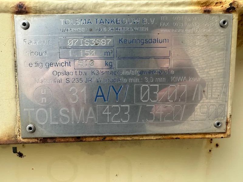 Tolsma Kiwa IBC 1150 liter Dieseltank Milieutank - Резервуар для хранения: фото 3 Tolsma Kiwa IBC 1150 liter Dieseltank Milieutank - Резервуар для хранения: фото 3