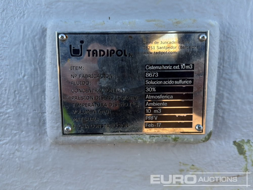 2017 Tadipol 10m3 Horizontal Bowser - Строительное оборудование: фото 5 2017 Tadipol 10m3 Horizontal Bowser - Строительное оборудование: фото 5