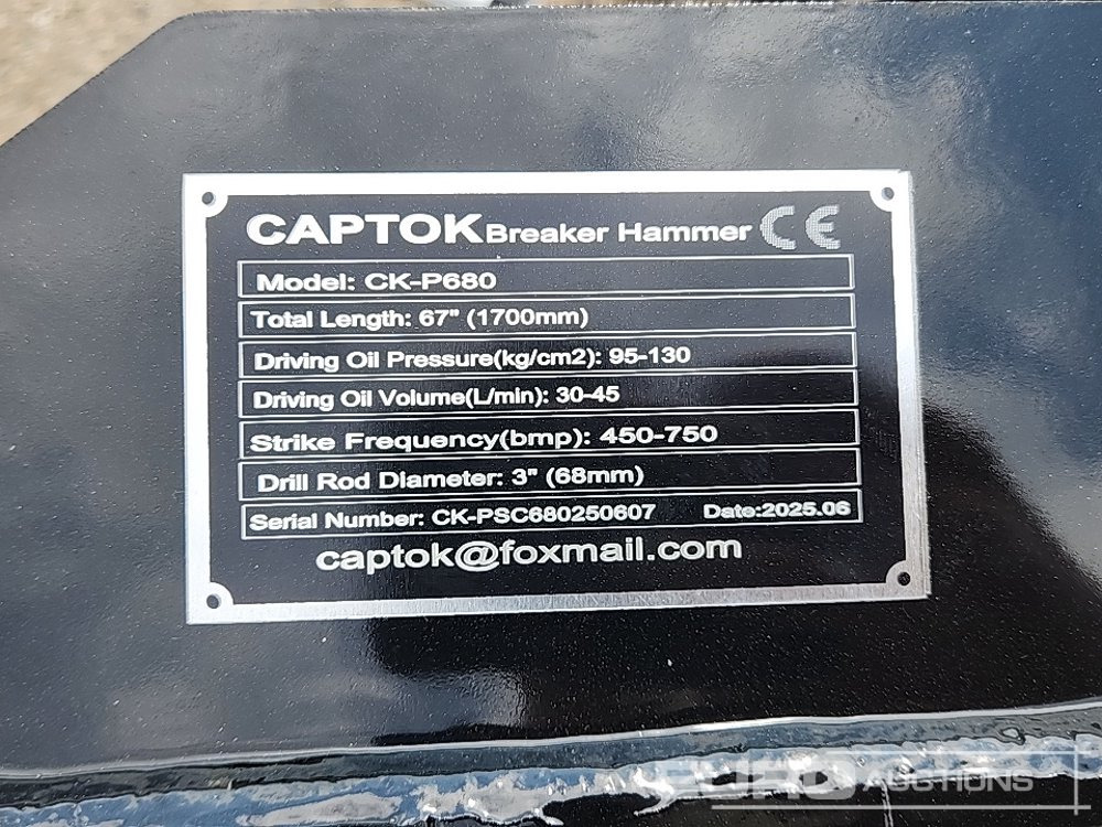 Unused 2025 Captok CK-P680 - Гидромолот для Мини-погрузчиков с бортовым поворотом: фото 5 Unused 2025 Captok CK-P680 - Гидромолот для Мини-погрузчиков с бортовым поворотом: фото 5