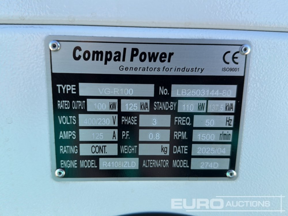 Электрогенератор Unused 2025 Compal Power VG-R100: фото 13 Электрогенератор Unused 2025 Compal Power VG-R100: фото 13
