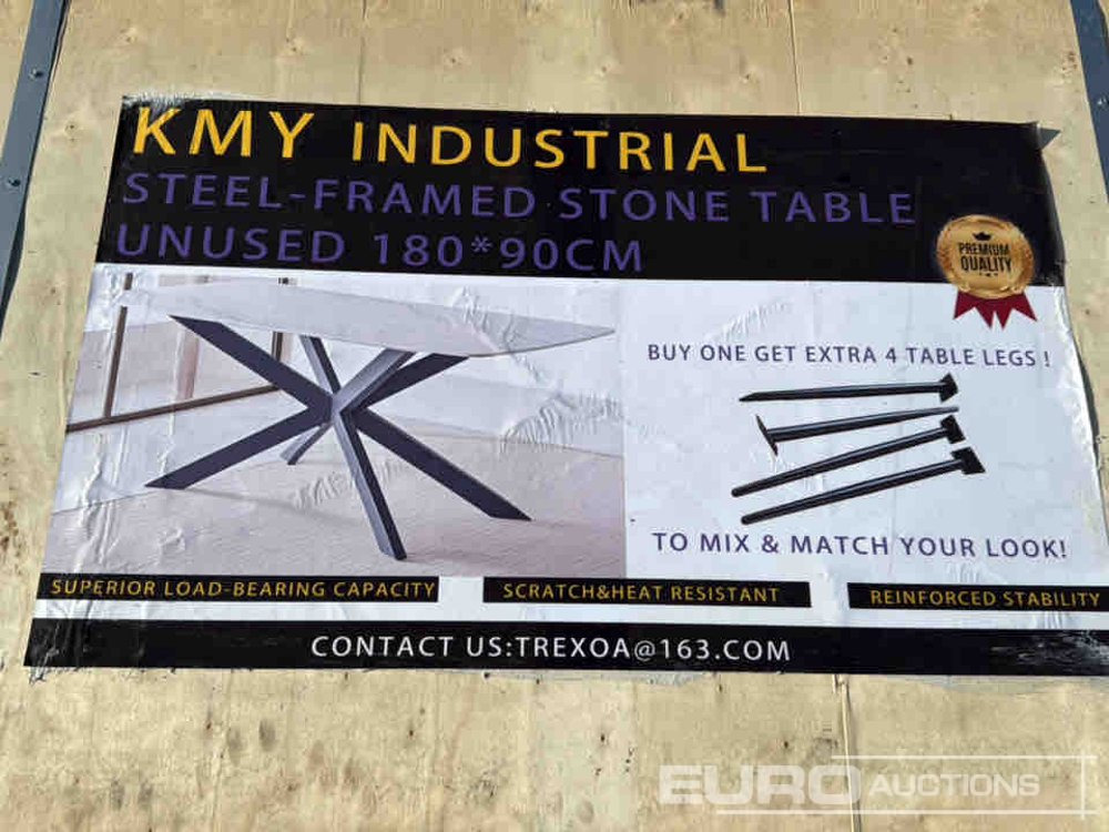 Строительное оборудование Unused 2025 KMY Industrial Table Steel-Framed Stone Dining Table, Size: 180X90CM: фото 6