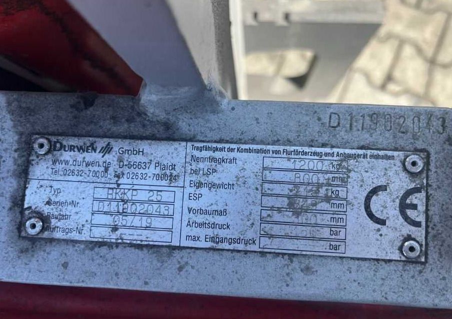 Durwen RKKP25 - Захват для Вилочных погрузчиков: фото 4 Durwen RKKP25 - Захват для Вилочных погрузчиков: фото 4
