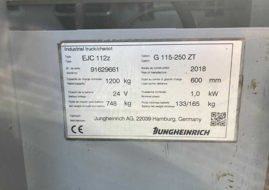 Jungheinrich EJC112z - Штабелер: фото 4 Jungheinrich EJC112z - Штабелер: фото 4