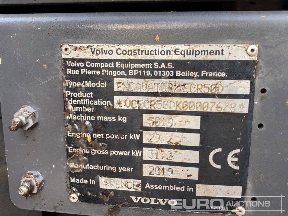 Мини-экскаватор 2019 Volvo ECR50D: фото 48