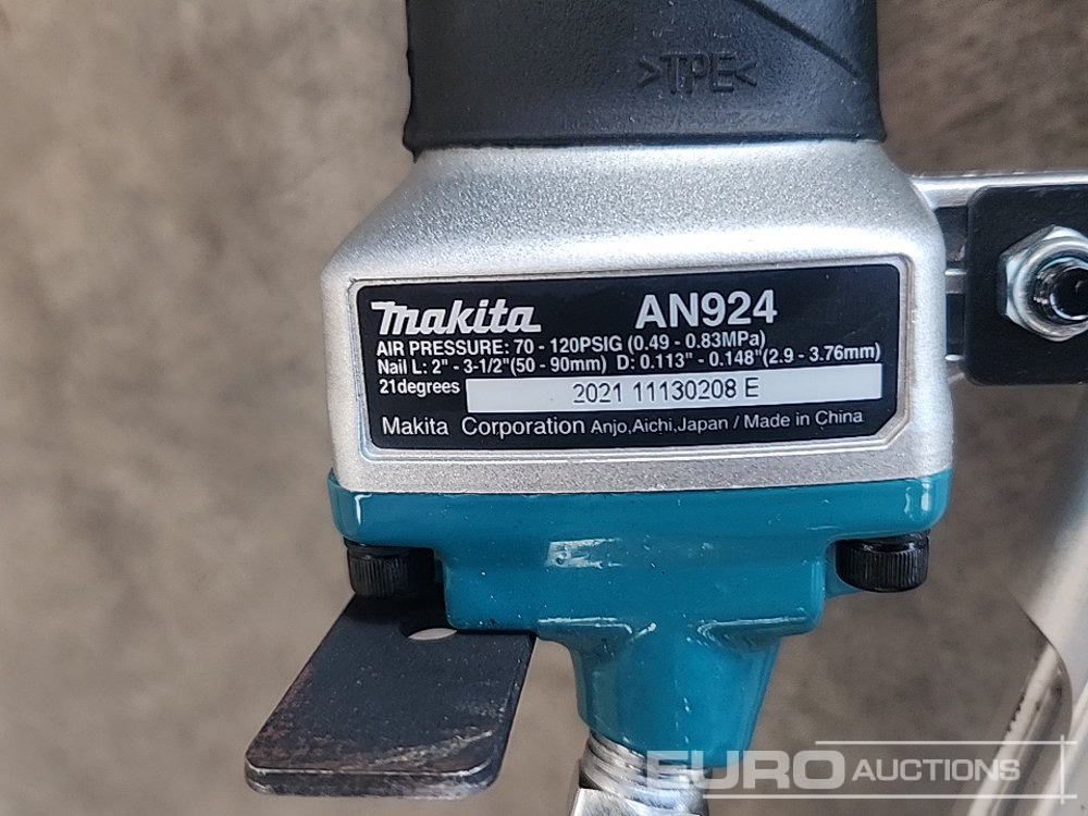 Строительное оборудование Unused Makita AN924 Pneumatic Nailer (Body Only): фото 14