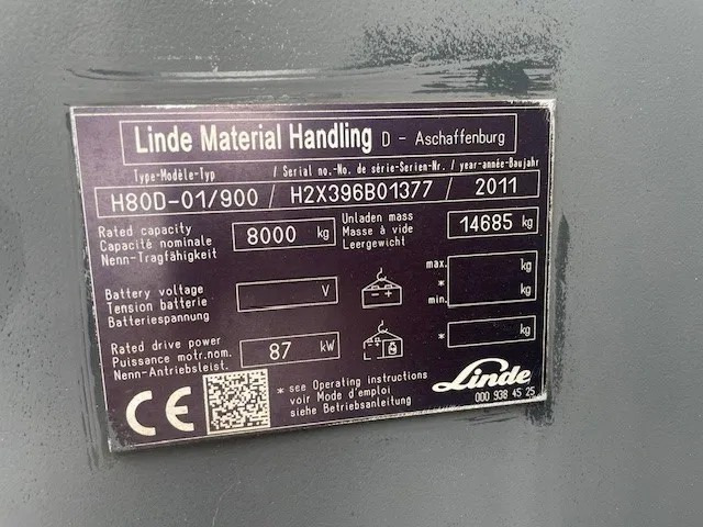 Дизельный погрузчик Linde H80D-01 900 Heftruck - Forklift - Gabelstapler - Year 2011 - Airco: фото 20