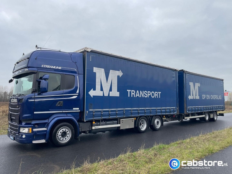 Scania R450 LB6X2MLB Euro 6 - Bouwjaar 2016 - Topline - Doorlaad-volume combi+ Wecon Middenas aanhangwagen - Good condition - Тентованный грузовик: фото 2 Scania R450 LB6X2MLB Euro 6 - Bouwjaar 2016 - Topline - Doorlaad-volume combi+ Wecon Middenas aanhangwagen - Good condition - Тентованный грузовик: фото 2