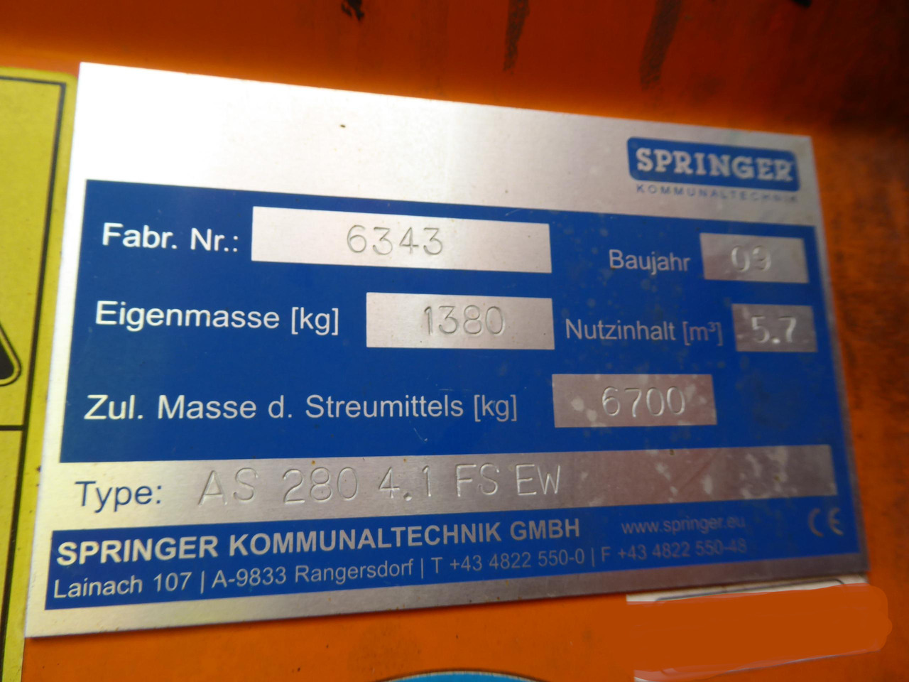 SPRINGER AS 280/Unimog U400 U500/4m³ Feuchtsalzstreuer/Salzstreuer/Streuer - Разбрасыватель песка/ Соли: фото 5 SPRINGER AS 280/Unimog U400 U500/4m³ Feuchtsalzstreuer/Salzstreuer/Streuer - Разбрасыватель песка/ Соли: фото 5